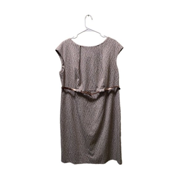 Dress Barn Brown Sleeveless Midi Dress with Belt, Size 16, Pre-owned - Picture 3 of 8